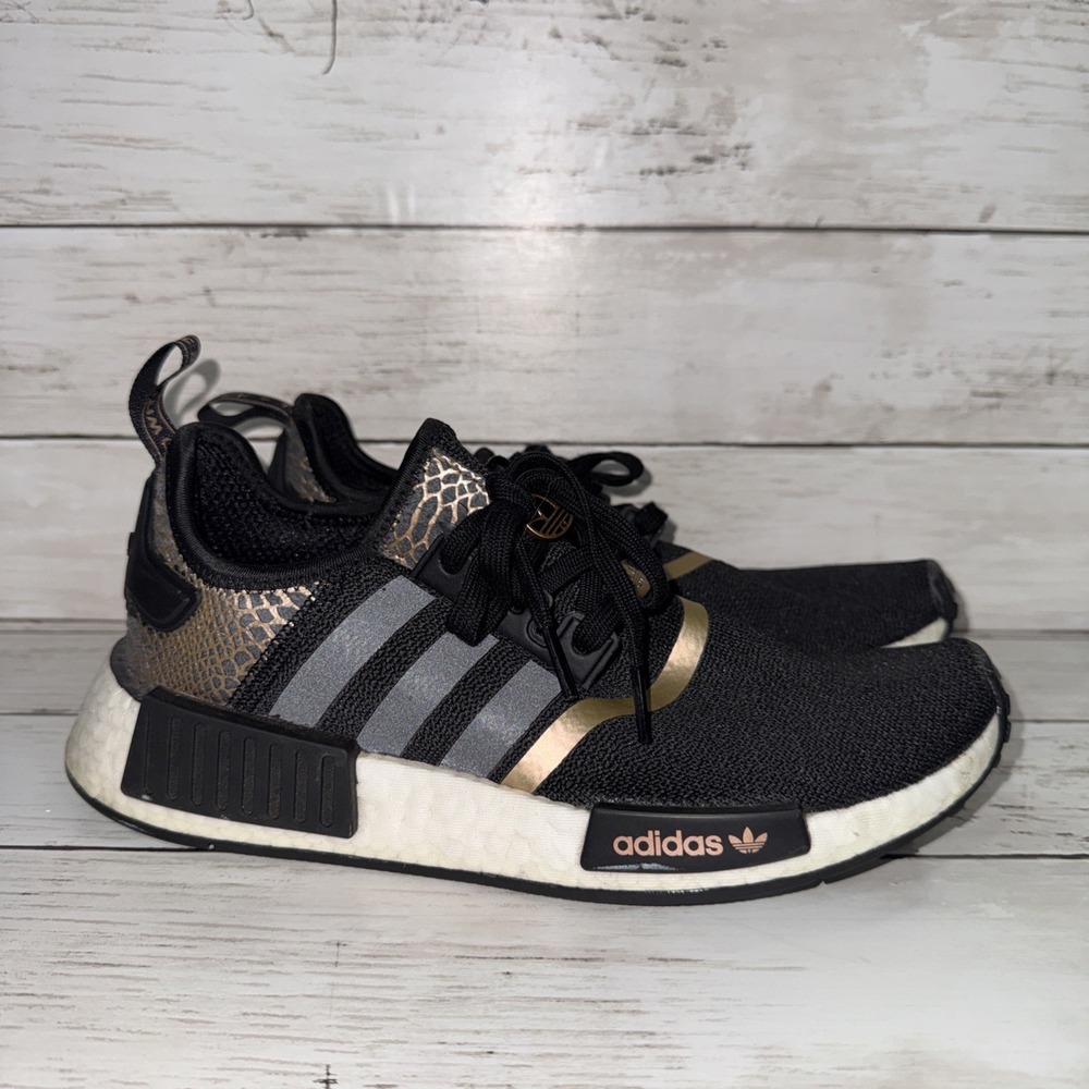 Adidas Originals NMD_R1 Black Rose Gold Snakeskin Women's Shoes GY6300 Size 7.5